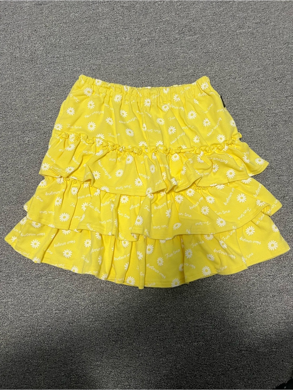 Girl's Yellow Ruffle Tiered Floral Skorts